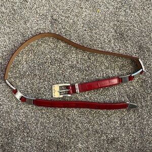 Brighton Red Croco Embossed Leather Women's Belt